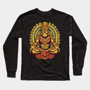 Ape - Monkey King - Guardian - Meditation - neg Long Sleeve T-Shirt